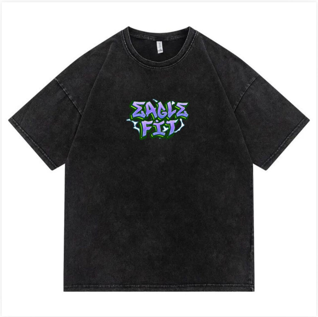 T-SHIRT "EAGLE FIT" CARTOON GRIS DÉLAVÉ