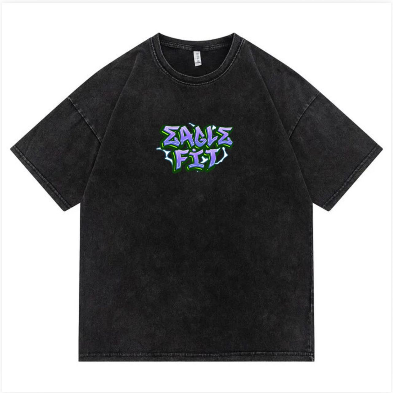 T-SHIRT "EAGLE FIT" CARTOON GRIS DÉLAVÉ